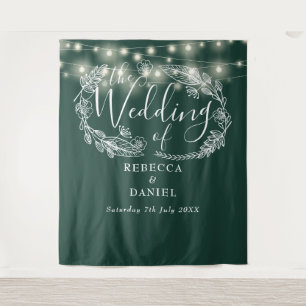 Tenture Guirlande de lumières vert émeraude pour mariage
