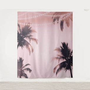 Tenture Guirlande lumineuse de palmiers rose pour fond pho