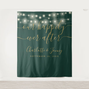 Tenture Guirlande Lumineuse Verte et Dorée pour Décor de M