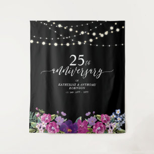 Tenture Guirlandes Lumineuses & Fleurs 25e Anniversaire de