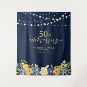 Tenture Guirlandes Lumineuses & Fleurs 50e Anniversaire de