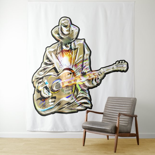 Tenture Guitar Blues Mann - Sentez-le (En situation)