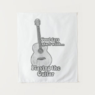 Tenture Guitare vintage noir et blanc