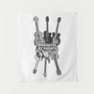 Tenture Guitares rétro en noir et blanc pour guitaristes
