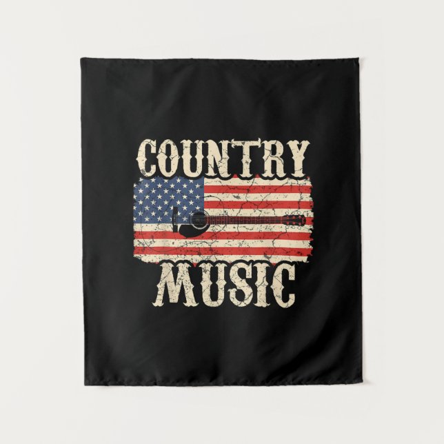Tenture Guitarist Country Music Guitar American Flag Birth (Devant)