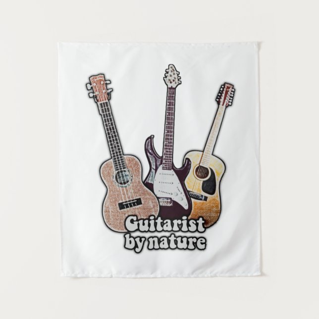 Tenture Guitariste de nature. dessins drôles de guitare (Devant)