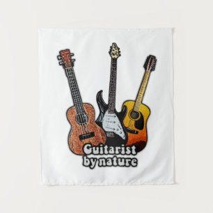 Tenture Guitariste de nature. guitares colorées
