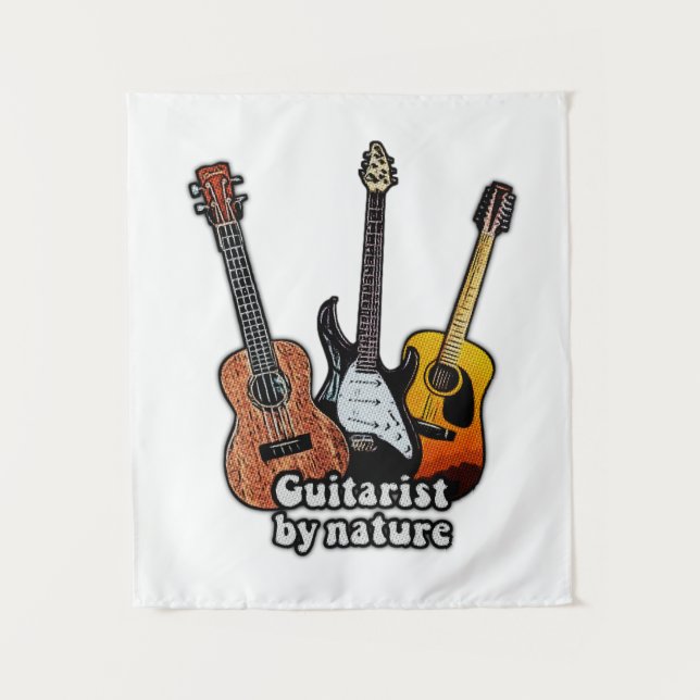 Tenture Guitariste de nature. guitares colorées (Devant)