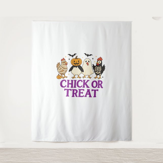 Tenture Hallobubu Halloween mignonne et Éffrayante sorcièr (Devant)