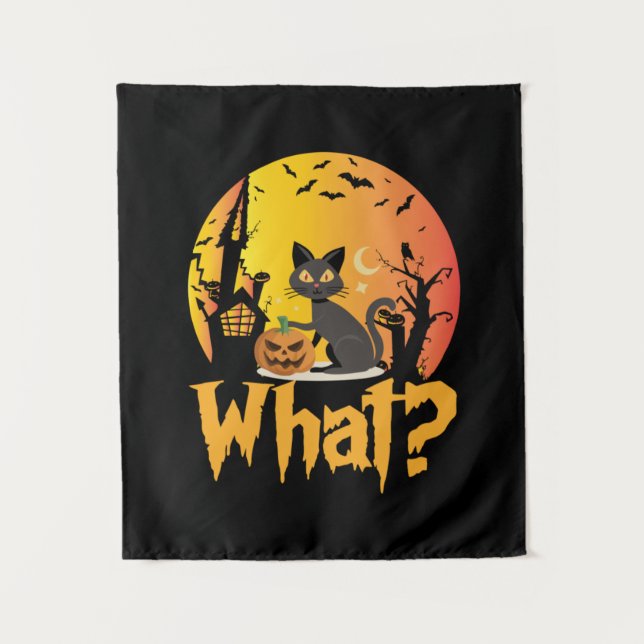 Tenture Halloween Cat What Cat Halloween (Devant)
