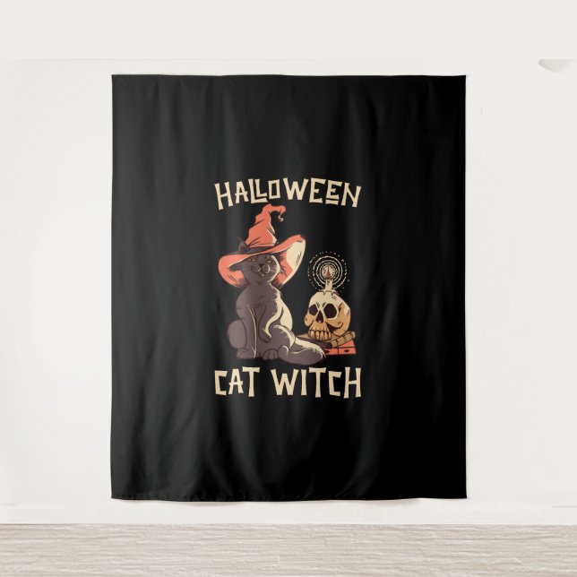 Tenture Halloween Cat Witch (Devant)