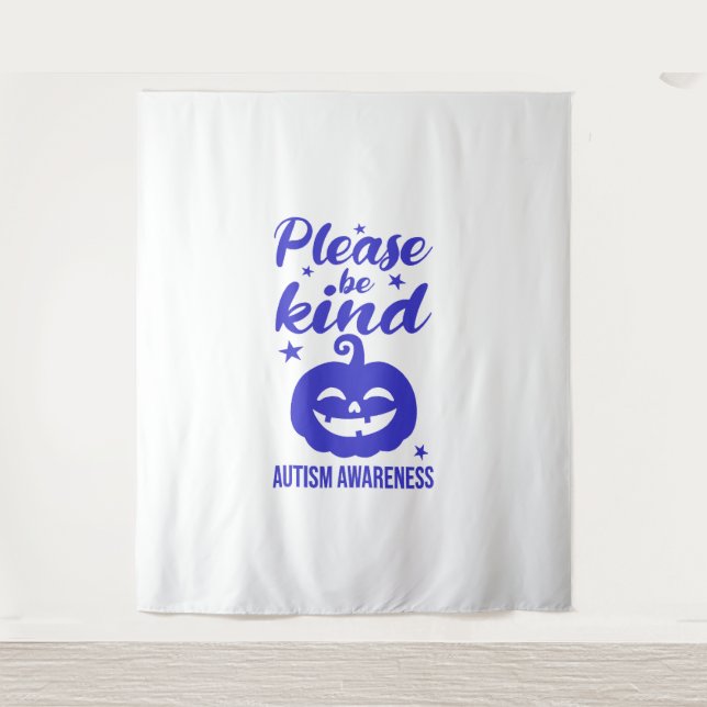 Tenture Halloween Citrouille bleu Autisim sensibilisation (Devant)