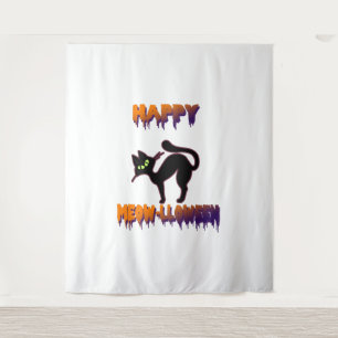 Tenture Halloween Citrouille de Chat Noir