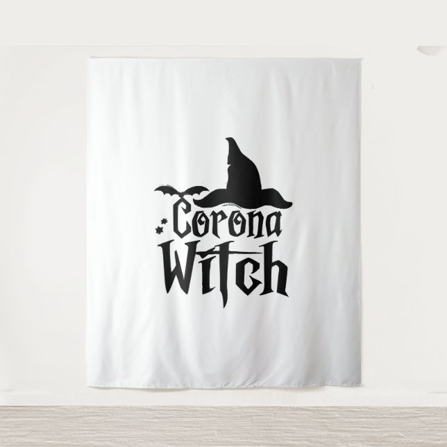 Tenture Halloween Corona Witch, Halloween drôle, (Devant)