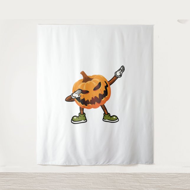 Tenture Halloween Dabbing Jack-o'-lantern Citrouille Hallo (Devant)