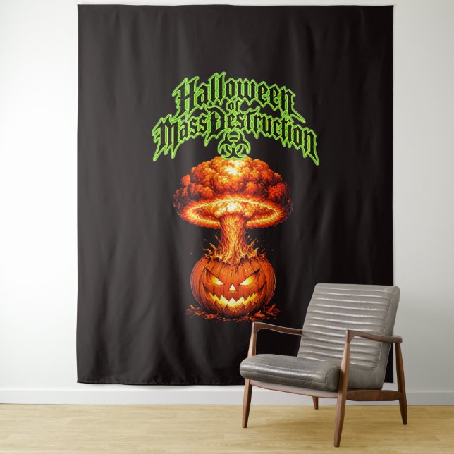 Tenture Halloween de destruction massive Jack-o'-lanterne  (En situation)