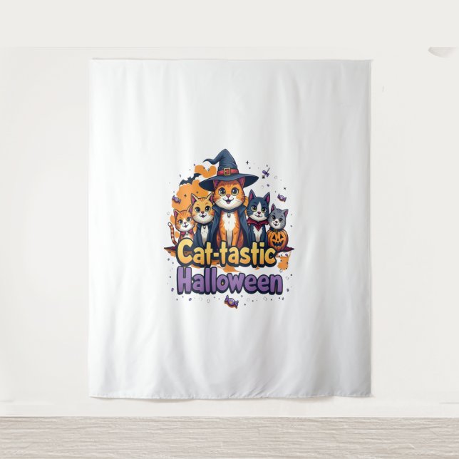 Tenture Halloween en chats (Devant)