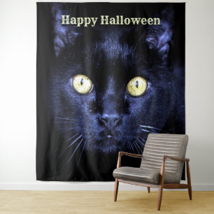 Tenture Halloween fête peur Chat noir Horreur Nuit
