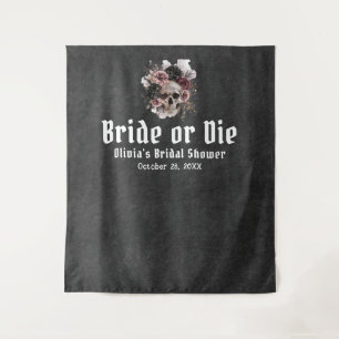 Tenture Halloween Floral Skull Bride ou Fête des mariées d