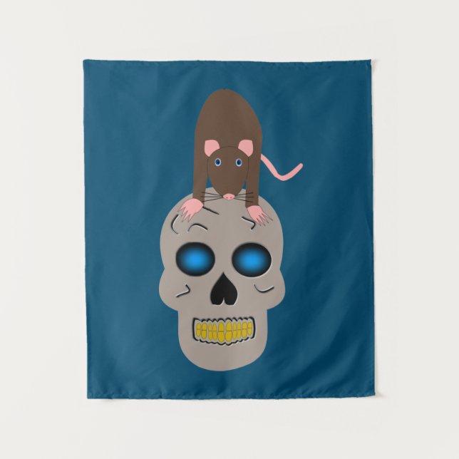 Tenture Halloween gothique du crâne et du rat (Devant)