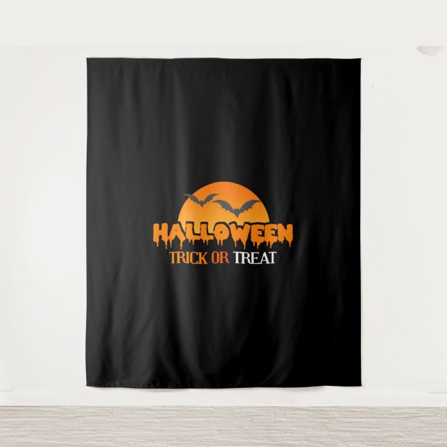 Tenture Halloween - Halloween - Tricoter ou traiter (Devant)