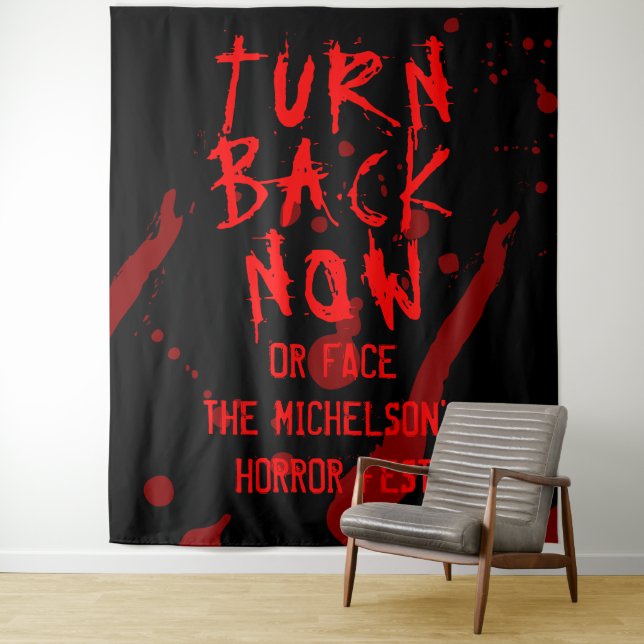 Tenture Halloween Horror Back Now Blood Spatter (En situation)