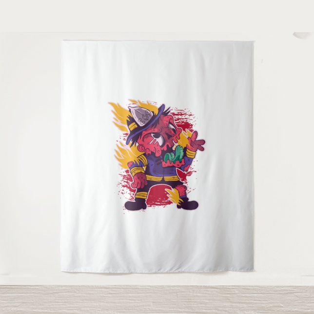 Tenture Halloween Joyeux Costume de pompier Halloween (Devant)