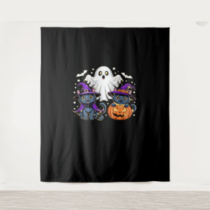 Tenture Halloween mignon Fantôme Citrouille Chat Classique