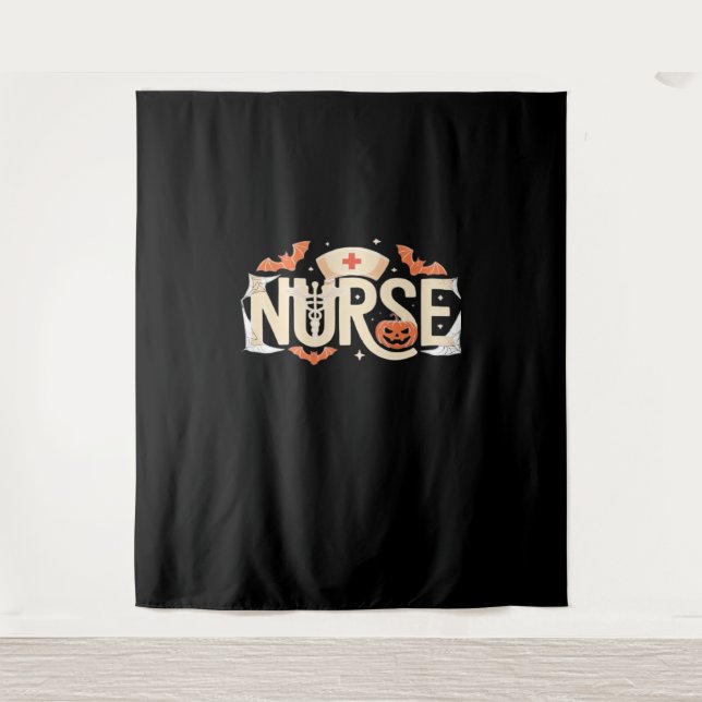 Tenture Halloween Nurse Typographie - Conception Médicale  (Devant)