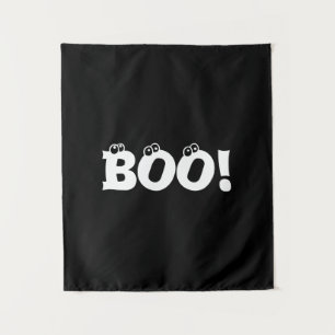 Tenture Halloween Scary Boo! yeux noir blanc déco