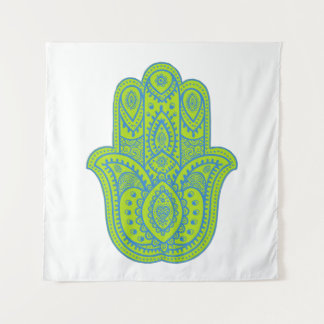 Tenture Hamsa Design Vert & Blanc fond