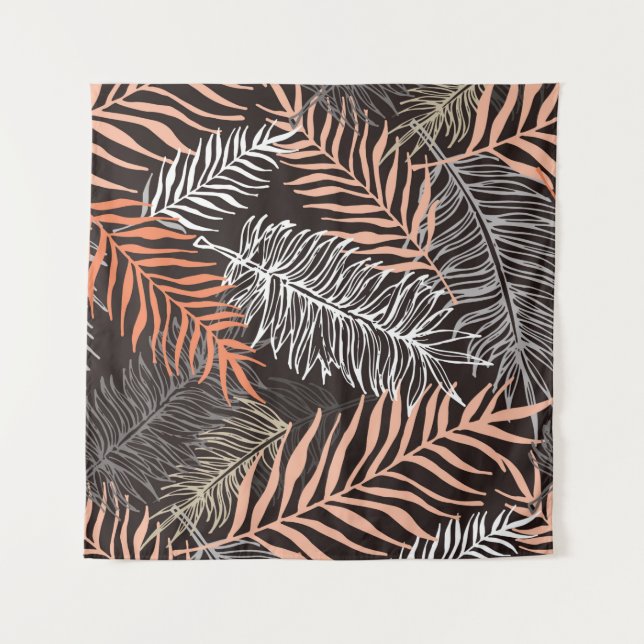 Tenture Hand drawn doodle palm leaves pattern (Devant)