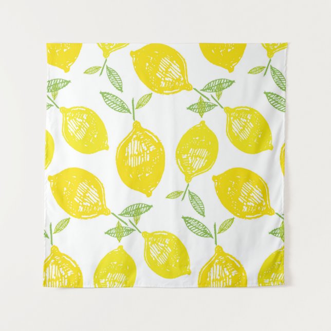Tenture Hand drawn doodle tropical fruit pattern backgroun (Devant)