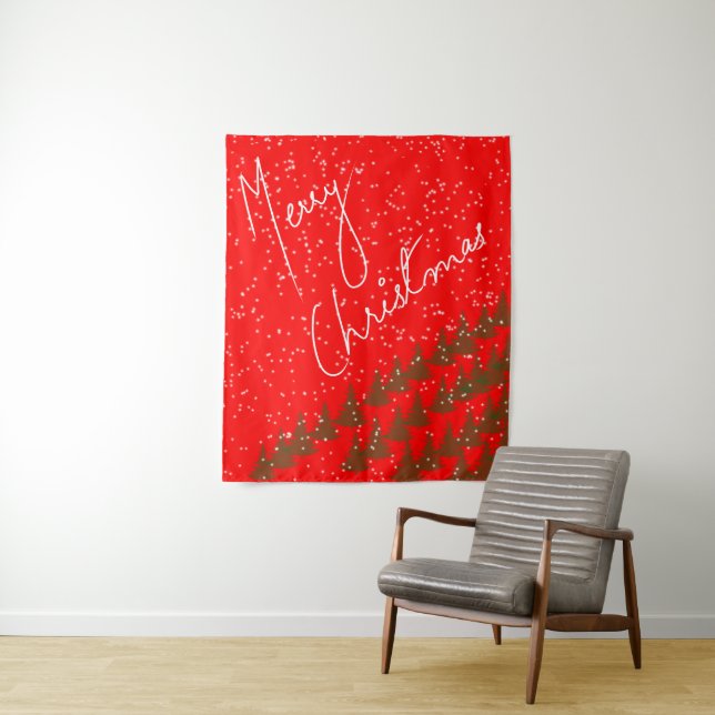 Tenture Hand-Drawn Merry Christmas (En situation)