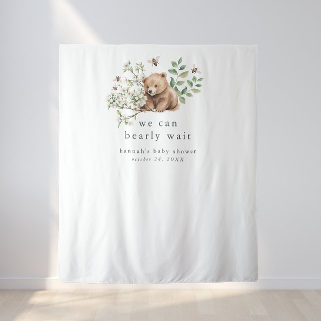 Tenture HANNAH Nous Pouvons Attendre Baby shower En Arrièr (HANNAH We Can Bearly Wait Baby Shower Backdrop)