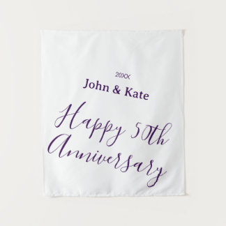 Tenture Happy 50th anniversary purple name year simple 