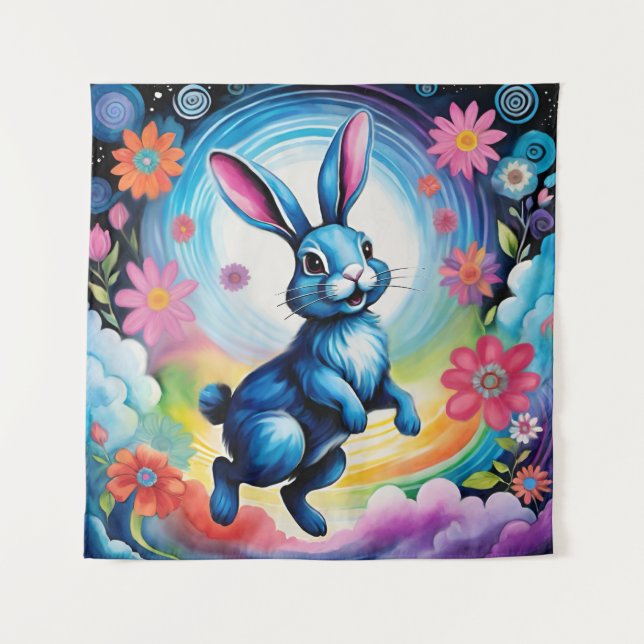 Tenture Happy Blue Bunny Dream Joy (Devant)