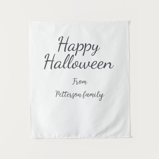 Tenture Happy Halloween ajouter le nom de famille calligra (Devant)
