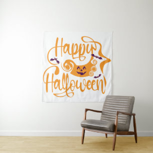 Tenture Happy Halloween chauves-souris Jack-o'-lantern