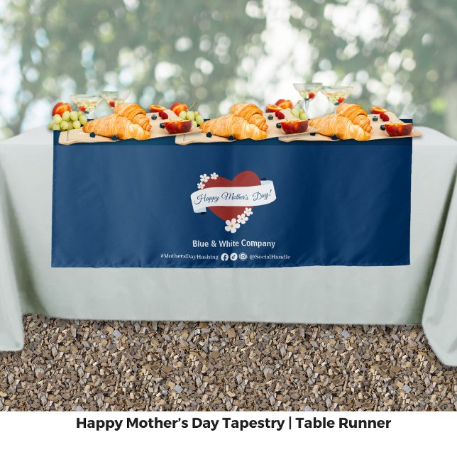 Tenture Happy Mother's Day Red Heart Event chemin de table (Happy Mother's Day Red Heart Event Table Runner Tapestry)