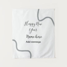 Happy new year name message gray simple holiday