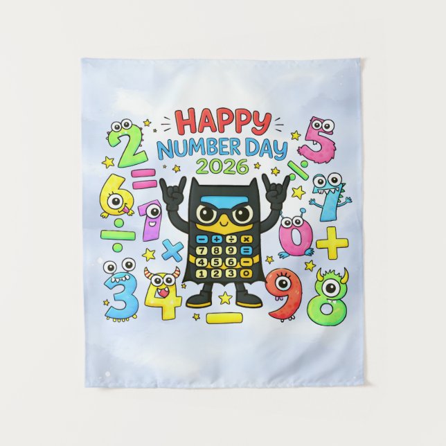 Tenture Happy Number Day 2026 Cute Calculator Math Design (Devant)
