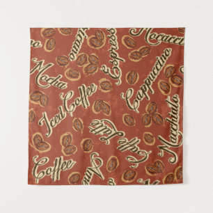 Tenture Haricots de café et typographie couteaux de grunge
