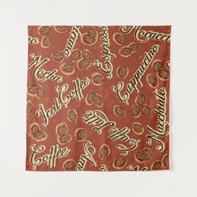 Tenture Haricots de café et typographie couteaux de grunge (Devant)