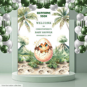 Tenture Hatching Bientôt Baby shower Contexte Cute Dinosau