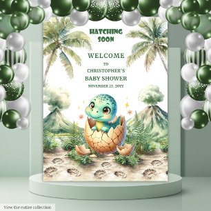 Tenture Hatching Bientôt Baby shower Tapestry Cute Dino