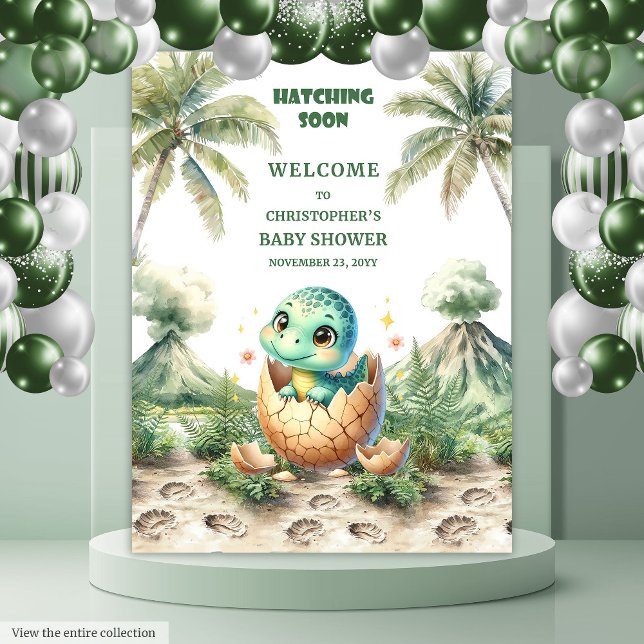 Tenture Hatching Bientôt Baby shower Tapestry Cute Dino (Hatching Soon Baby Shower Tapestry Cute Dino)