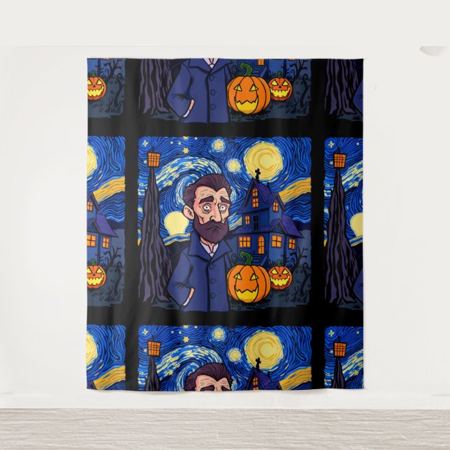 Tenture Hauné Van Gogh Scène - Gothic Starry Halloween N (Devant)