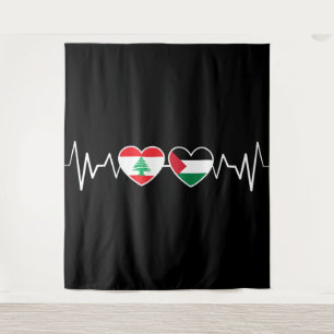 Tenture Heartbeat Lebanon Palestine Unity drapeaux.
