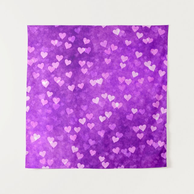 Tenture Hearts bokeh lumières forme violet (Devant)